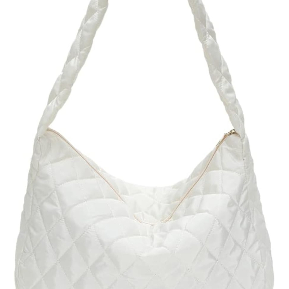 Quilted Shoulder Hobo Bag - White